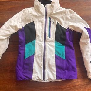 Girls’ Obermeyer Ski Jacket - White, Purple, Black, Teal